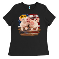 Cute Couple American Pigs Ladies Tee | Teevron