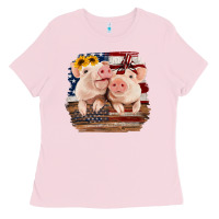 Bubblegum Pink Cute Couple American Pigs Ladies Tee - Bettercallsaul