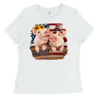 White Cute Couple American Pigs Ladies Tee - Bettercallsaul