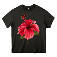Asphalt Puerto Rican Hibiscus Flower Heavy Core Tee - LillyAllenDesigns