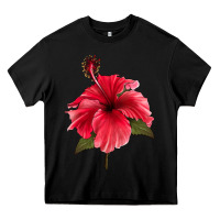 Black Puerto Rican Hibiscus Flower Heavy Core Tee - LillyAllenDesigns