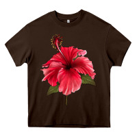 Chocolate Brown Puerto Rican Hibiscus Flower Heavy Core Tee - LillyAllenDesigns