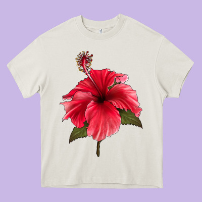 Puerto Rican Hibiscus Flower Heavy Core Tee Designed By Lillyallendesigns
