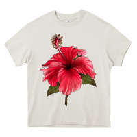 Cream Puerto Rican Hibiscus Flower Heavy Core Tee - LillyAllenDesigns