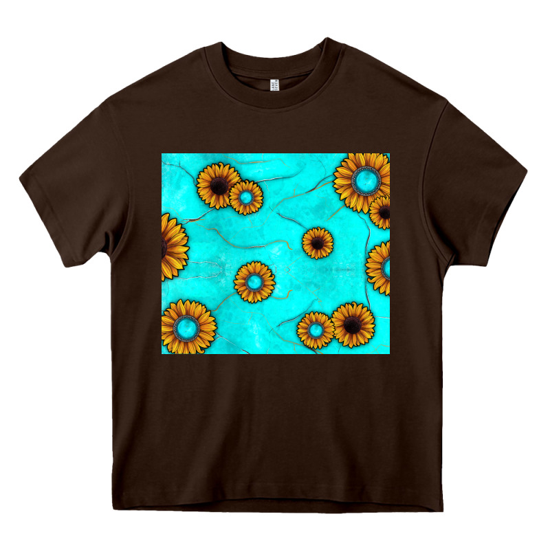 Turquoise Gemstone Sunflower Heavy Core Tee by JahusDesignShop | Teevron