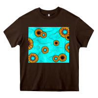 Chocolate Brown turquoise gemstone sunflower Heavy Core Tee - JahusDesignShop