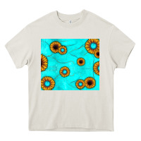 Cream turquoise gemstone sunflower Heavy Core Tee - JahusDesignShop