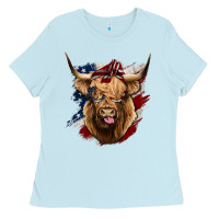 Baby Blue American Highland Cow Ladies Tee - Bettercallsaul