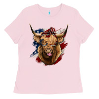 Bubblegum Pink American Highland Cow Ladies Tee - Bettercallsaul