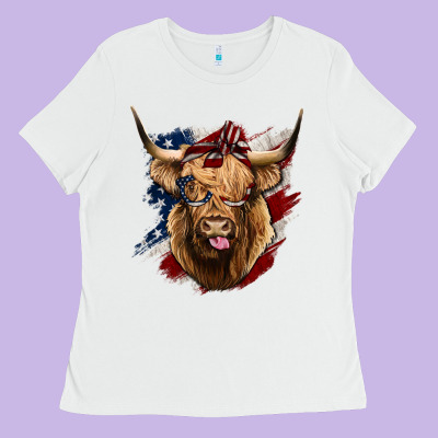 American Highland Cow Ladies Tee Designed By Bettercallsaul