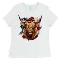 White American Highland Cow Ladies Tee - Bettercallsaul