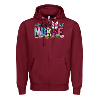 Burgundy easter nurse Zipper Hoodie - CowhideDigitalArt