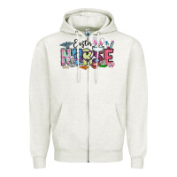 Oatmeal Heather easter nurse Zipper Hoodie - CowhideDigitalArt