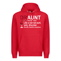 Red Funny Drunk Aunt Definition DRAUNT Gift For Auntie Premium Hoodie - minhPixels
