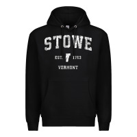 Black Stowe Vermont Vt Vintage Athletic Sports Premium Hoodie - minhPixels