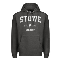 Charcoal Heather Stowe Vermont Vt Vintage Athletic Sports Premium Hoodie - minhPixels