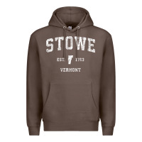 Coffee Stowe Vermont Vt Vintage Athletic Sports Premium Hoodie - minhPixels