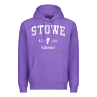 Purple Stowe Vermont Vt Vintage Athletic Sports Premium Hoodie - minhPixels