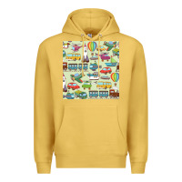 Antique Gold Planes, Trains, and Automobiles pattern Chiffon Top Premium Hoodie - minhPixels
