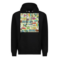 Black Planes, Trains, and Automobiles pattern Chiffon Top Premium Hoodie - minhPixels