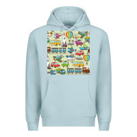 Blue Mist Planes, Trains, and Automobiles pattern Chiffon Top Premium Hoodie - minhPixels