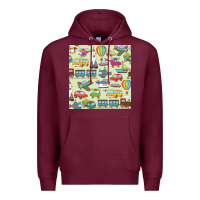 Burgundy Planes, Trains, and Automobiles pattern Chiffon Top Premium Hoodie - minhPixels