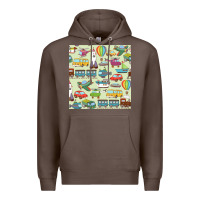 Coffee Planes, Trains, and Automobiles pattern Chiffon Top Premium Hoodie - minhPixels