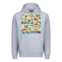Heather Grey Planes, Trains, and Automobiles pattern Chiffon Top Premium Hoodie - minhPixels