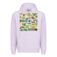 Lilac Planes, Trains, and Automobiles pattern Chiffon Top Premium Hoodie - minhPixels