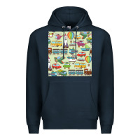 Navy Planes, Trains, and Automobiles pattern Chiffon Top Premium Hoodie - minhPixels