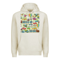Oatmeal Heather Planes, Trains, and Automobiles pattern Chiffon Top Premium Hoodie - minhPixels