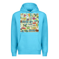 Ocean Blue Planes, Trains, and Automobiles pattern Chiffon Top Premium Hoodie - minhPixels