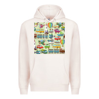 Pale Pink Planes, Trains, and Automobiles pattern Chiffon Top Premium Hoodie - minhPixels
