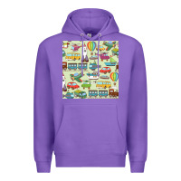 Purple Planes, Trains, and Automobiles pattern Chiffon Top Premium Hoodie - minhPixels