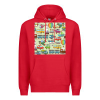 Red Planes, Trains, and Automobiles pattern Chiffon Top Premium Hoodie - minhPixels