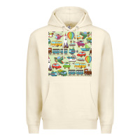 Sandshell Planes, Trains, and Automobiles pattern Chiffon Top Premium Hoodie - minhPixels