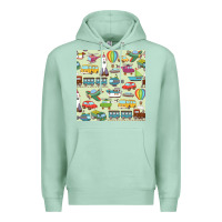 Seafoam Planes, Trains, and Automobiles pattern Chiffon Top Premium Hoodie - minhPixels