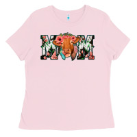 Bubblegum Pink Cowhide Floral Feather Cow Mom Ladies Tee - Bettercallsaul
