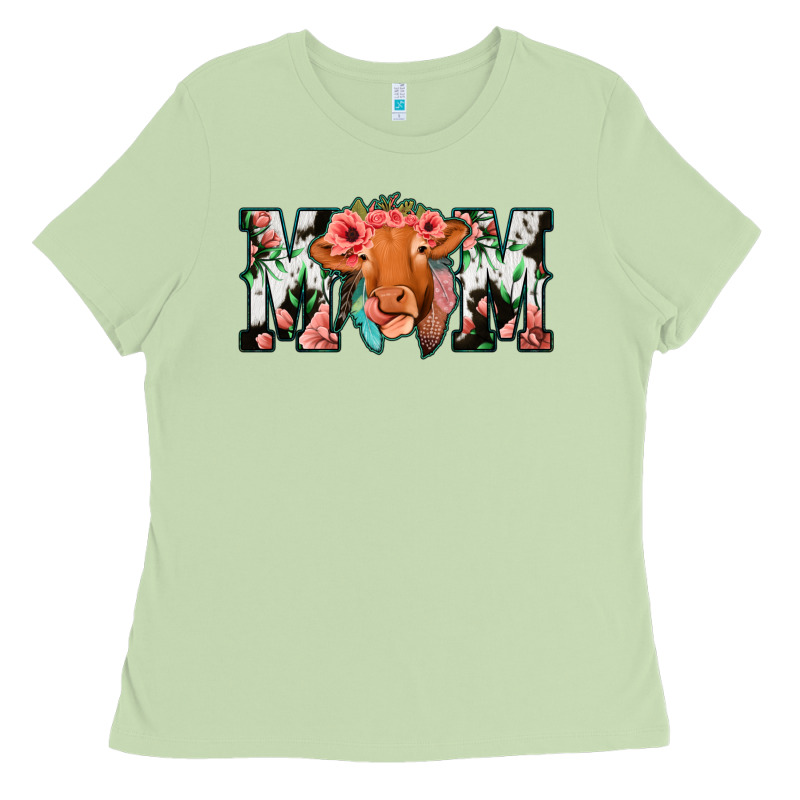 Cowhide Floral Feather Cow Mom Ladies Tee by Bettercallsaul | Teevron