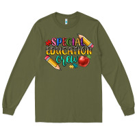 Army Green special education crew Long Sleeve Tee - CowGirlArtShop