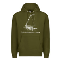 Army Green Life Is Better On A Boat Sailboat Sketch Cool Sailing Gifts Premium Hoodie - minhPixels