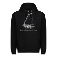 Black Life Is Better On A Boat Sailboat Sketch Cool Sailing Gifts Premium Hoodie - minhPixels