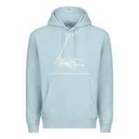 Blue Mist Life Is Better On A Boat Sailboat Sketch Cool Sailing Gifts Premium Hoodie - minhPixels