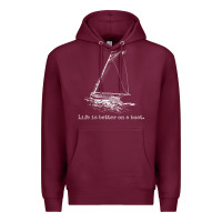 Burgundy Life Is Better On A Boat Sailboat Sketch Cool Sailing Gifts Premium Hoodie - minhPixels