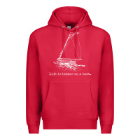 Cardinal Life Is Better On A Boat Sailboat Sketch Cool Sailing Gifts Premium Hoodie - minhPixels