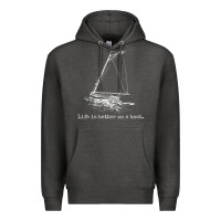 Charcoal Heather Life Is Better On A Boat Sailboat Sketch Cool Sailing Gifts Premium Hoodie - minhPixels