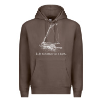 Coffee Life Is Better On A Boat Sailboat Sketch Cool Sailing Gifts Premium Hoodie - minhPixels