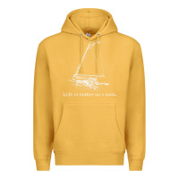 Mustard Life Is Better On A Boat Sailboat Sketch Cool Sailing Gifts Premium Hoodie - minhPixels