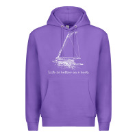Purple Life Is Better On A Boat Sailboat Sketch Cool Sailing Gifts Premium Hoodie - minhPixels
