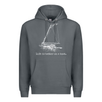 Rock Life Is Better On A Boat Sailboat Sketch Cool Sailing Gifts Premium Hoodie - minhPixels